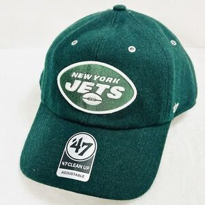'47 Brand New York Jets Wooly Clean Up Hat Cap Adjustable Strap Green NFL